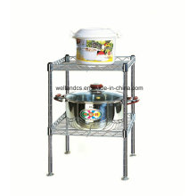 DIY Square 2 Tiers Chrome Mini Wire Kitchen Rack (CJ-C1046)